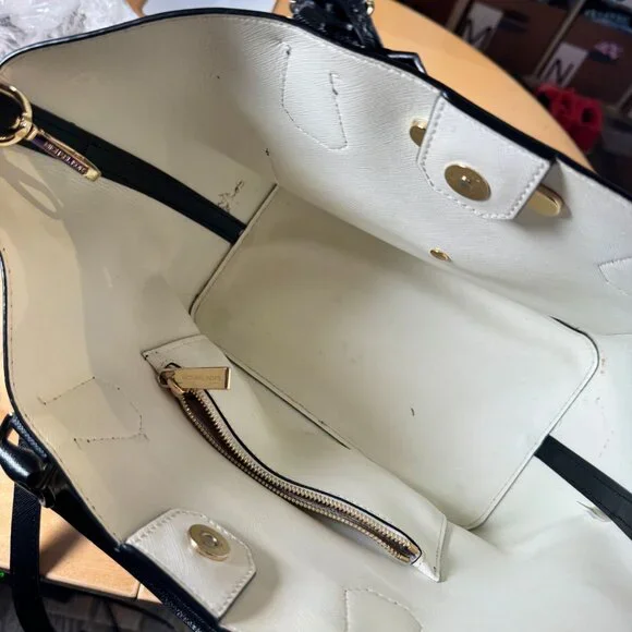 MICHAEL Michael Kors Greenwich Large Saffiano Leather Satchel Black Handbag Tote - Picture 3 of 12